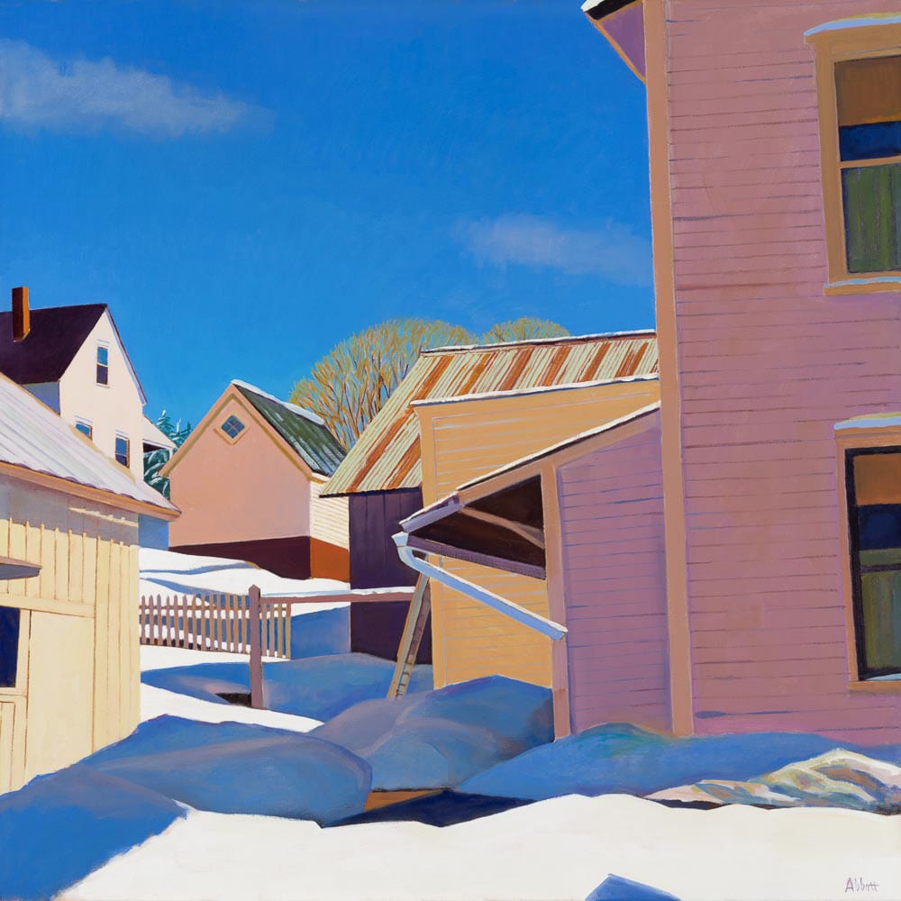 Vermont Village, January Glow by Susan Abbott 