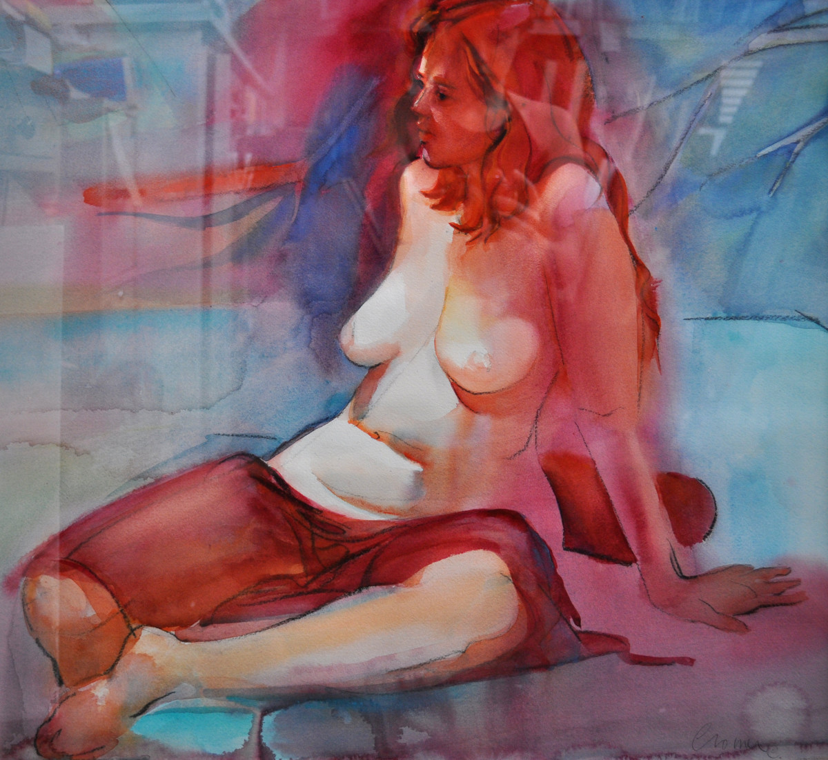 Untitled Painting (Nude Model, Red) by Daniel Cromer 