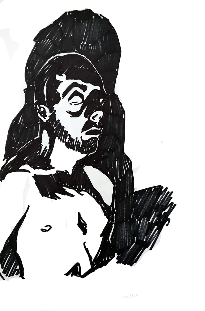 Zoom Figure Drawing #129 - Daryl in Notan, Image 1.