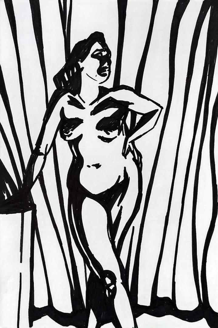 Zoom Figure Drawing #130 - Phoebe in Notan, Image 1.