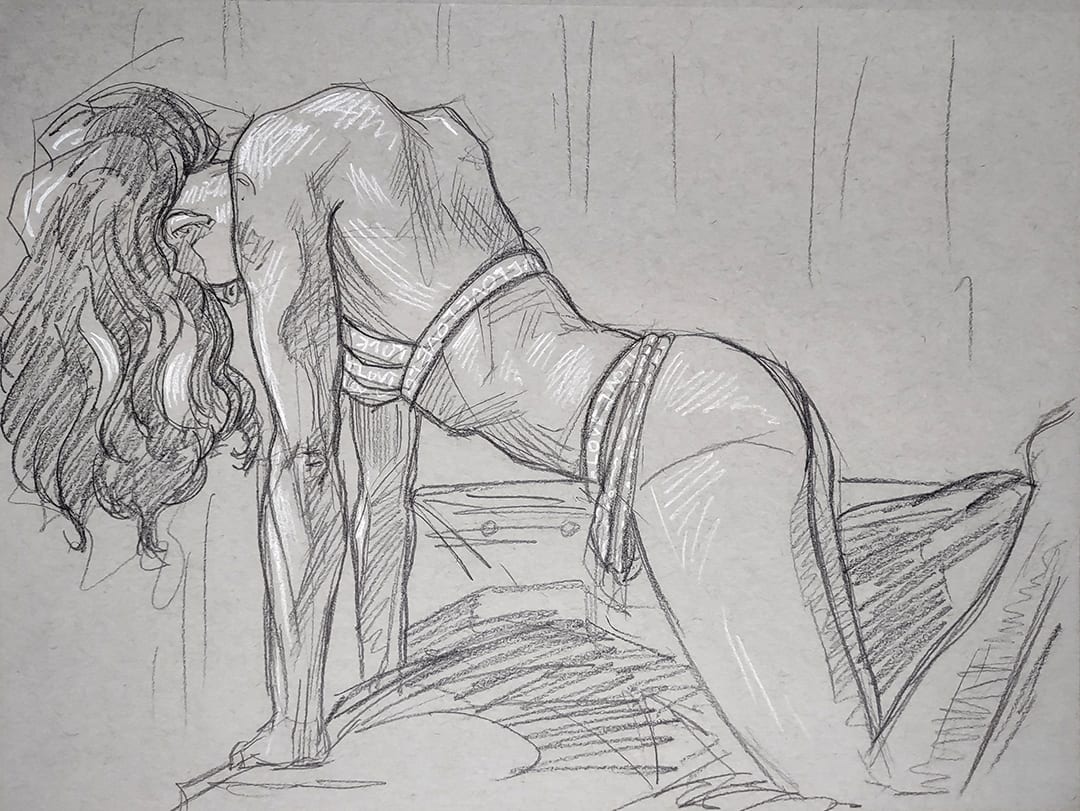 Labyrinth Figure Drawing #9 - Aubi Gold by Robert Bean 