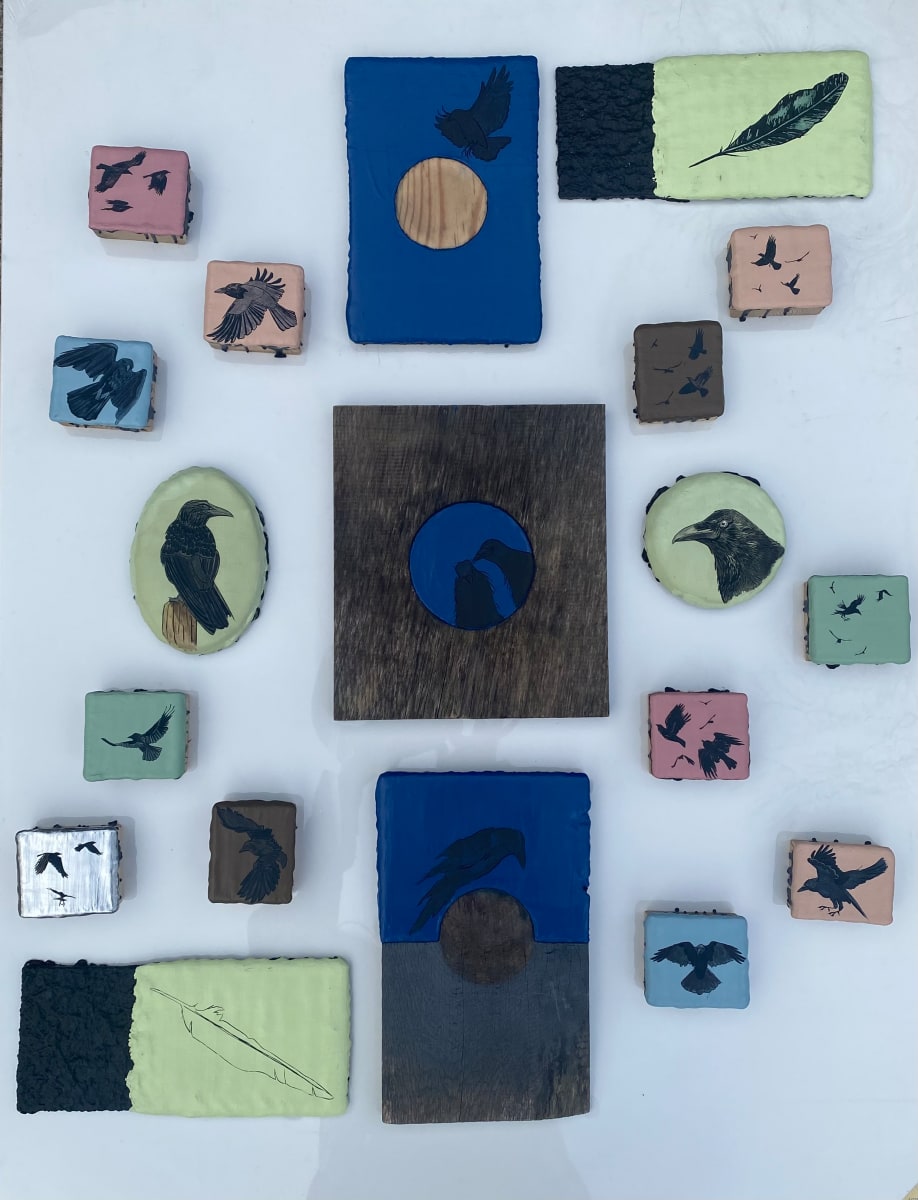 A Flock of Familiars by Stefanie Spivak-Birndorf  Image: Painted and Carved Acrylic on Wood