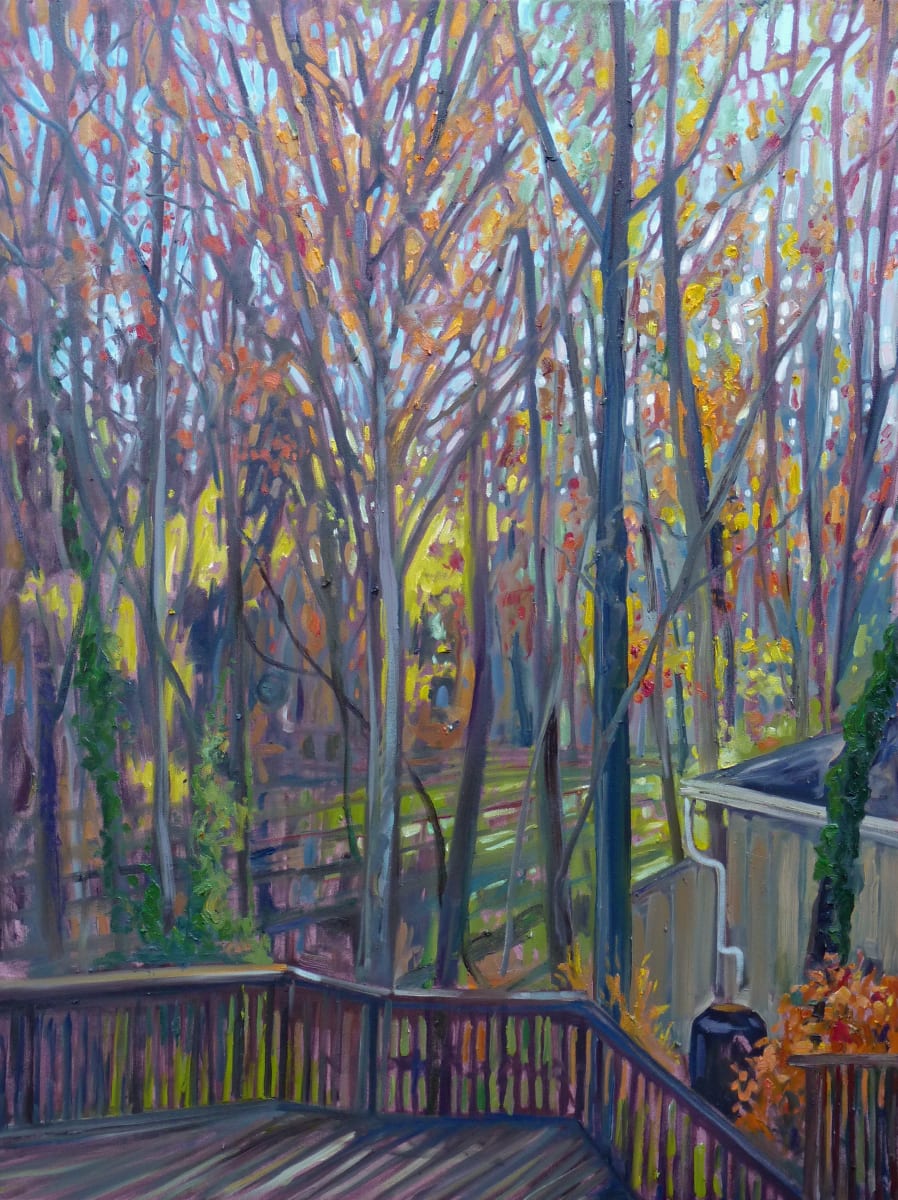 Backyard in Fall  Image: Painted live on a beautiful fall day from the deck.