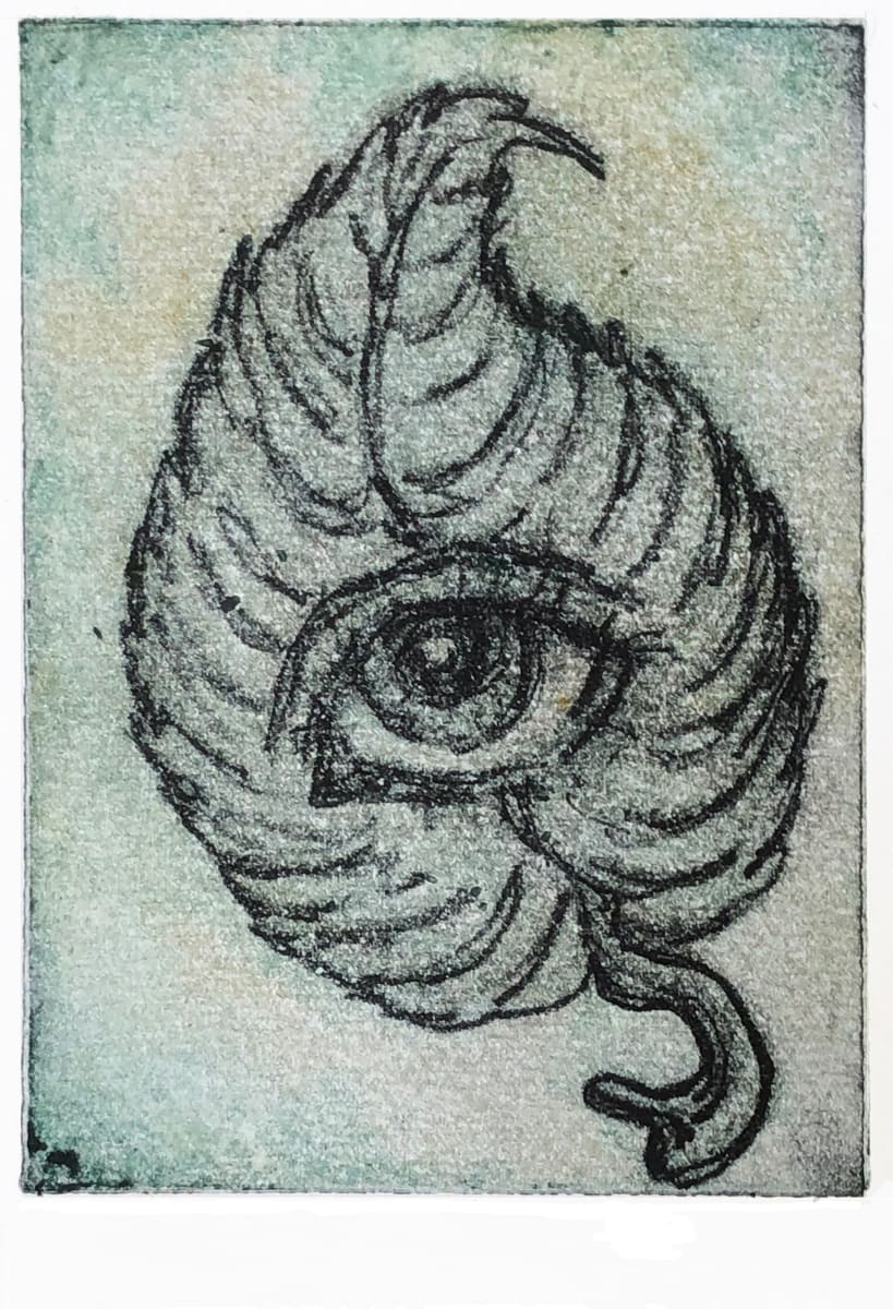 Series of waterless lithography by Emily Eve Weinstein  Image: Leaf Eye - Logo for Saving Magic Places series and book. 