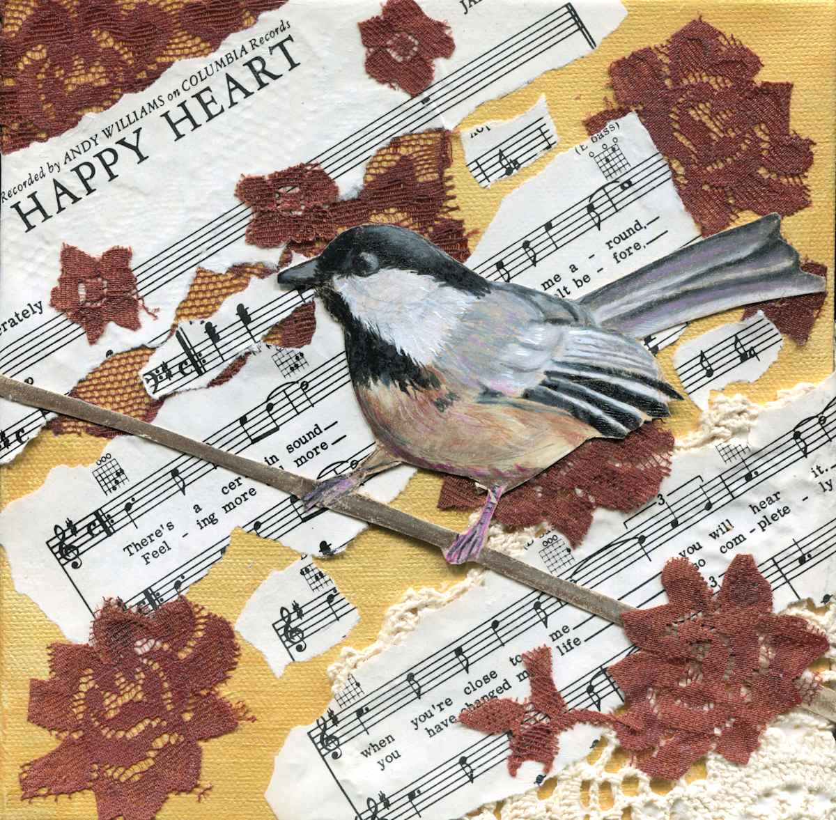 Happy Heart, Mixed media on canvas, 8"x8" by Lisa Wiertel, Image 1.