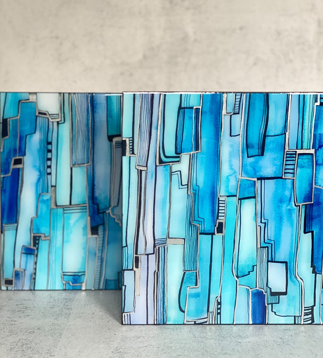 The Chroma Collection : Square Blues by Scorpio Encaustics 