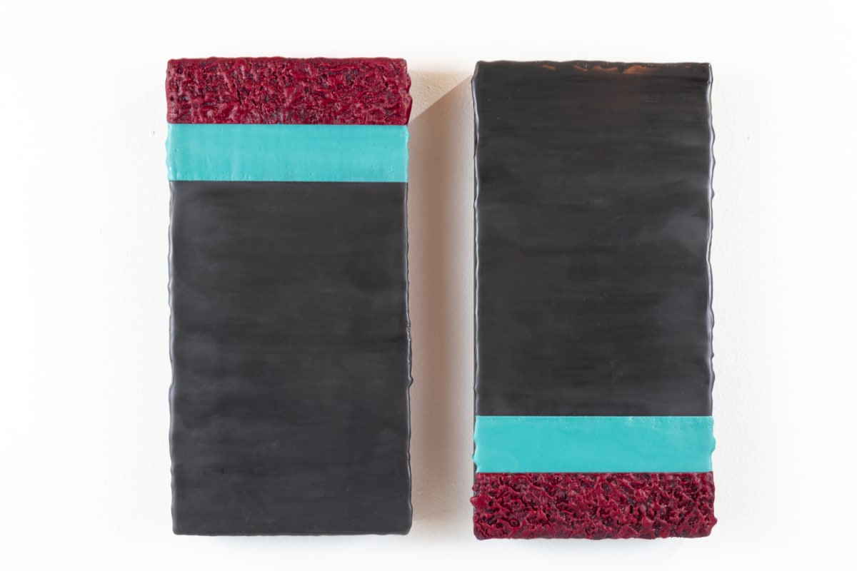 Top & Bottom by Scorpio Encaustics  Image: Two different works of art that can be hung in different ways. Each piece is 6"by12" and 2" depth