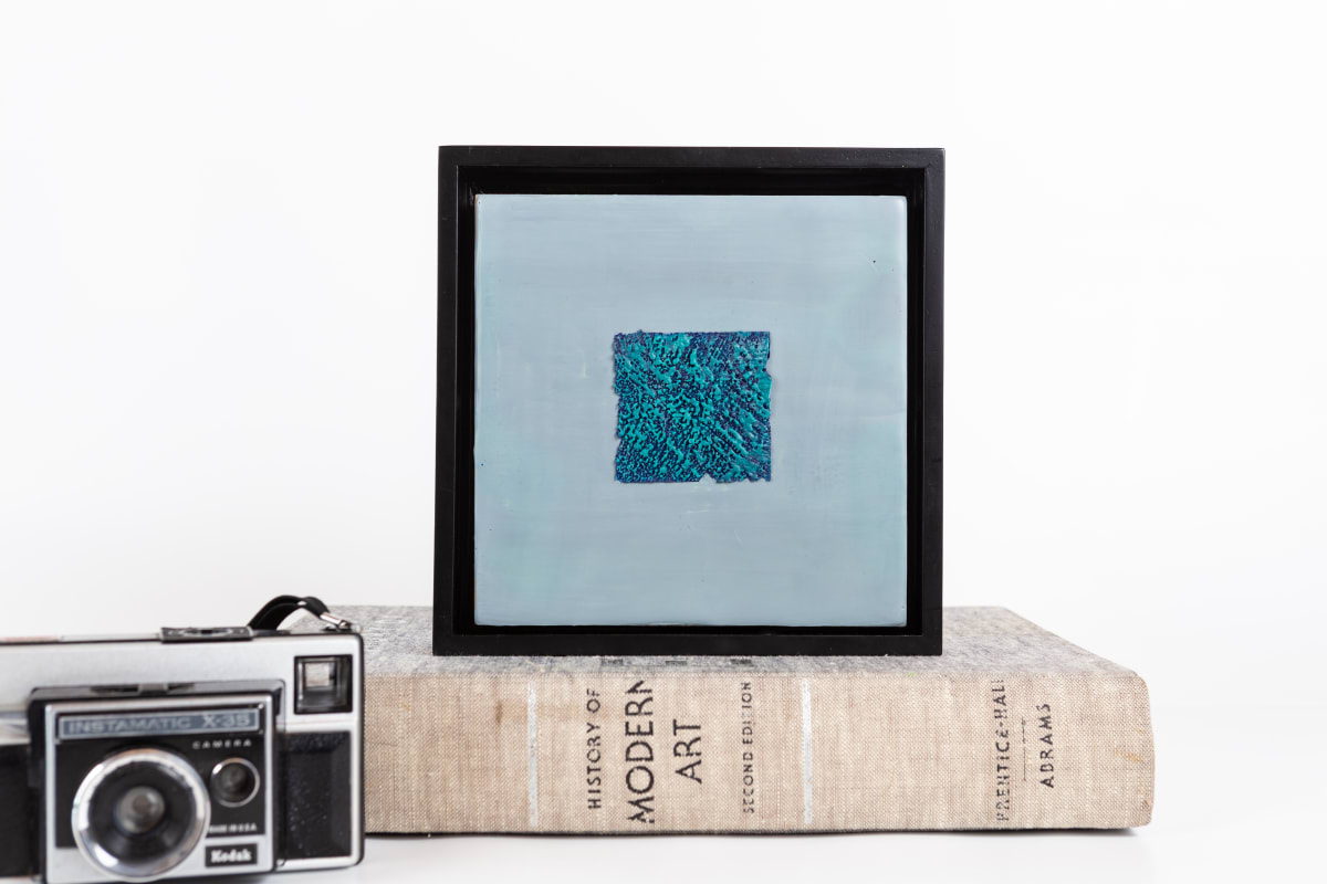 Which Way? by Scorpio Encaustics  Image: 6x6x2" framed encaustic artwork. Hang two different ways. 