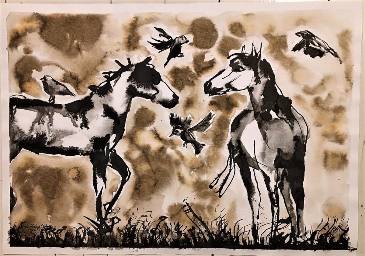 Horse Around  Image: "Horse around". Ink on paper as a part of horsey inktober 2020