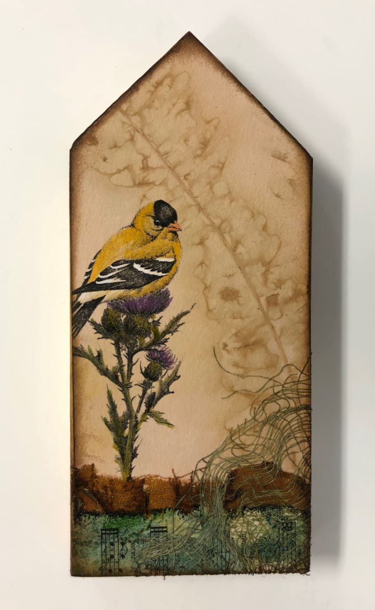 Bird Auction- Goldfinch on Thistle 