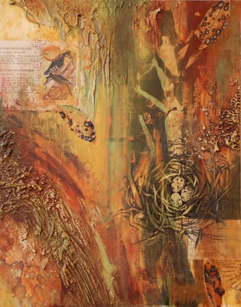 Autumn Aviary: Woodpecker Print on Panel 