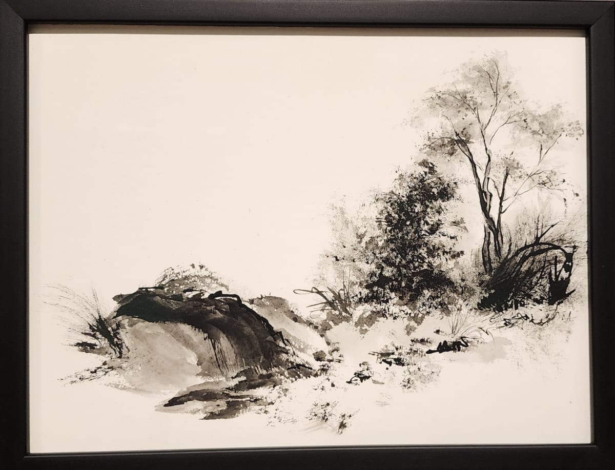 BETSY GRINBLAT -  The conversation by Da Silva Gallery / GALLERyLABS  Image:  La conversacion // the conversation 
Tinta s/papel 300 gr // ink con paper 140 ln
 22,9 x 30,5 cm    // 9 x 12 in 
2023