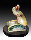 Vera Smiley,  Eve 14 x 14 x 13,5” Clay, underglazes, glazes, gold leaf, marble. $5500 by Da Silva Gallery / GALLERyLABS, Image 1.