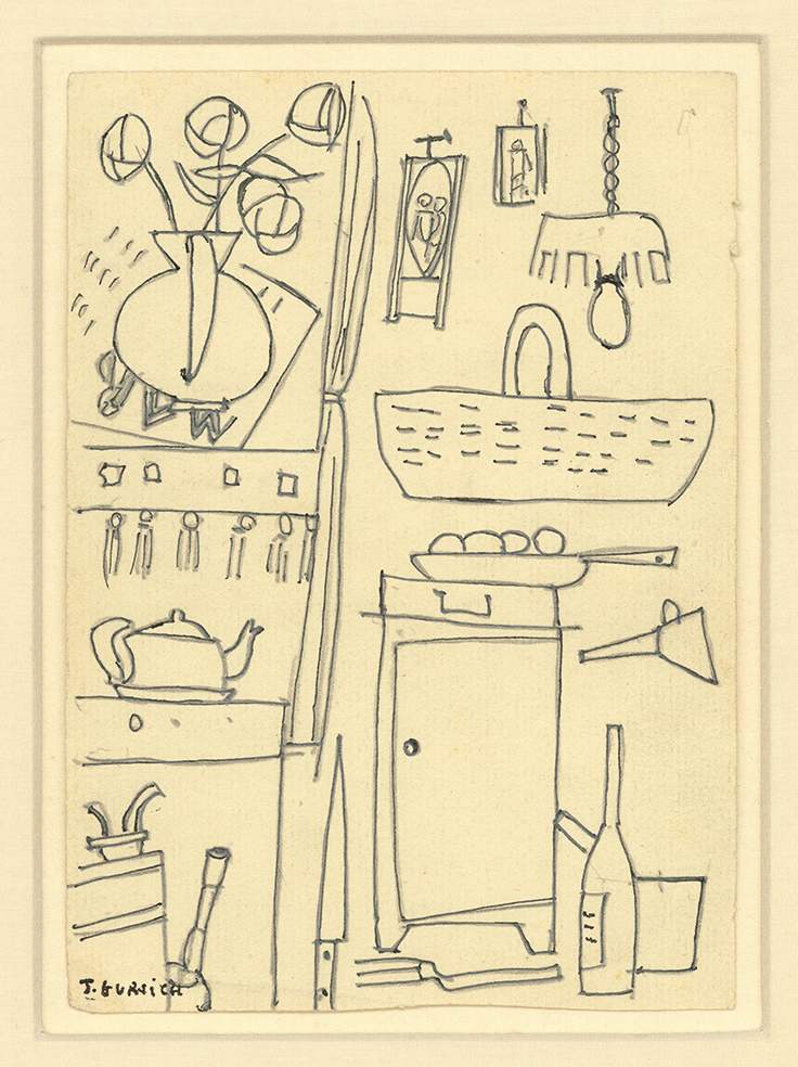 J.Gurvich - Cocina, c.1952, tinta sobre papel, 17x12.5 cm by Da Silva Gallery / GALLERyLABS, Image 12.