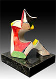 Vera Smiley, Lady Cat (hwd) 8 x 6 x 5,5”  Clay, underglazes, glazes, gold luster, marble by Da Silva Gallery / GALLERyLABS, Image 1.