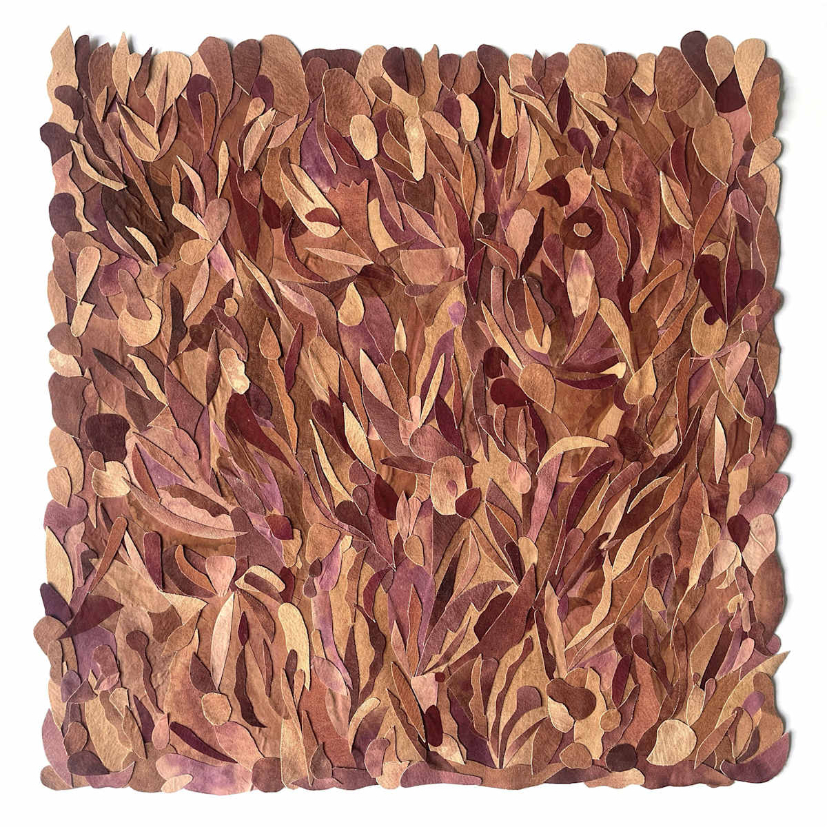 Fernanda Froes  / Utopia Botanica ll series "Ibirapitanga" by Da Silva Gallery/Gallerylabs  Image: Utopia Botanica ll 
(with a Place in America) 
from the series "Ibirapitanga" 2023 
Handcut Brazilwood-dyed organic 
cotton on raw canvas 