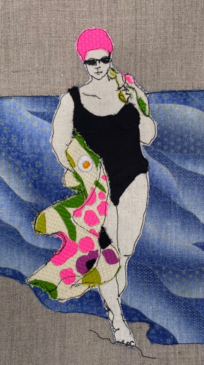 Wild Swimmer by Juliet D Collins  Image: Wild Swimmer embroidered textile artwork by Juliet D Collins