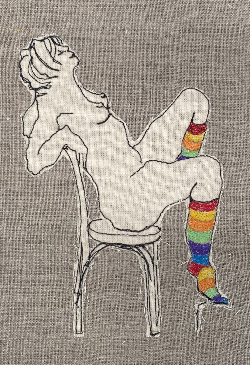 Ms Stripey Socks II Thread Sketch by Juliet D Collins  Image: Ms Stripey Socks II Thread Sketch by Juliet D Collins