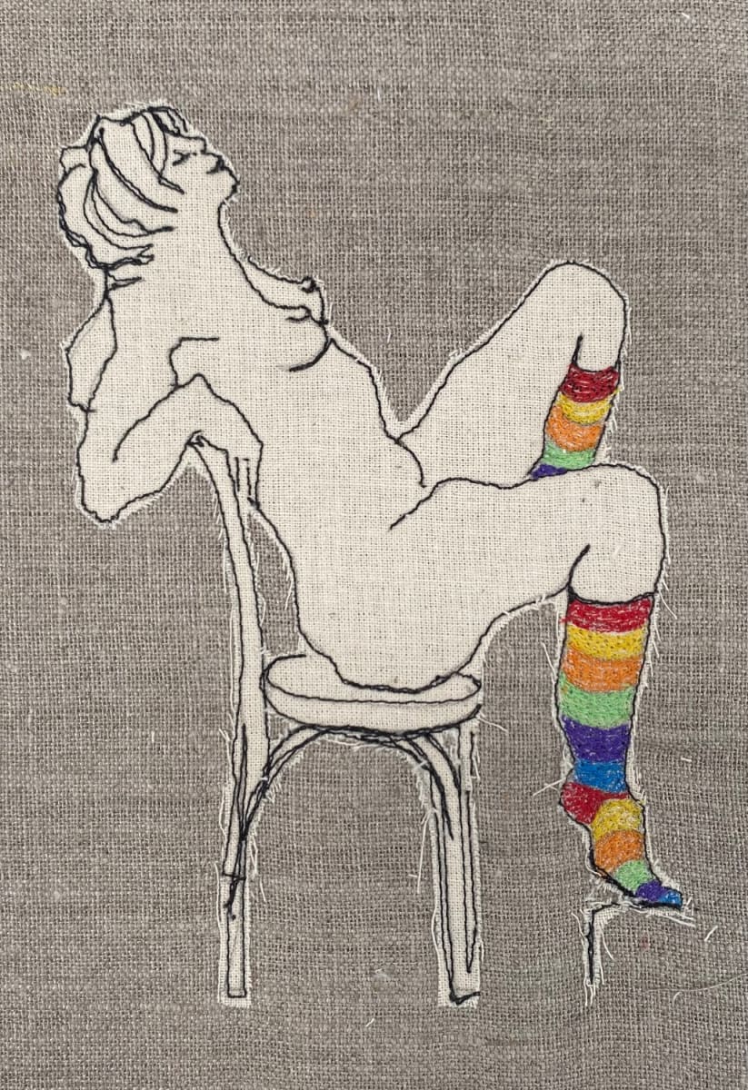 Ms Stripey Socks II Thread Sketch by Juliet D Collins, Image 1.