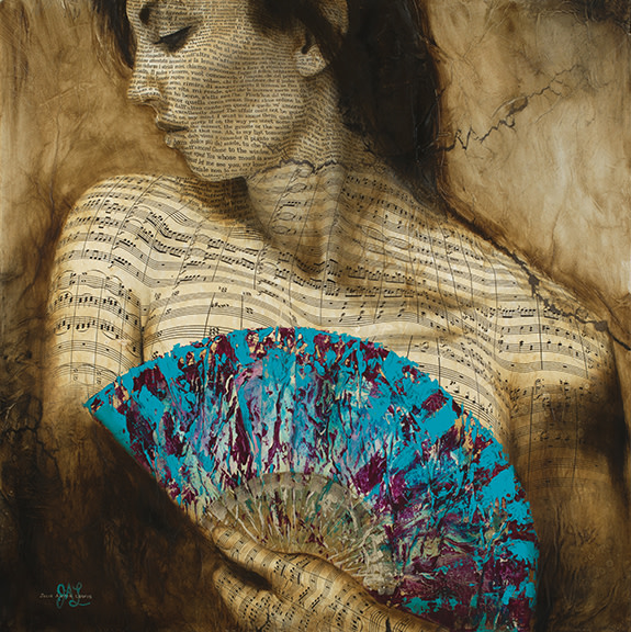 Donna Anna with blue fan by Julie Anna Lewis 