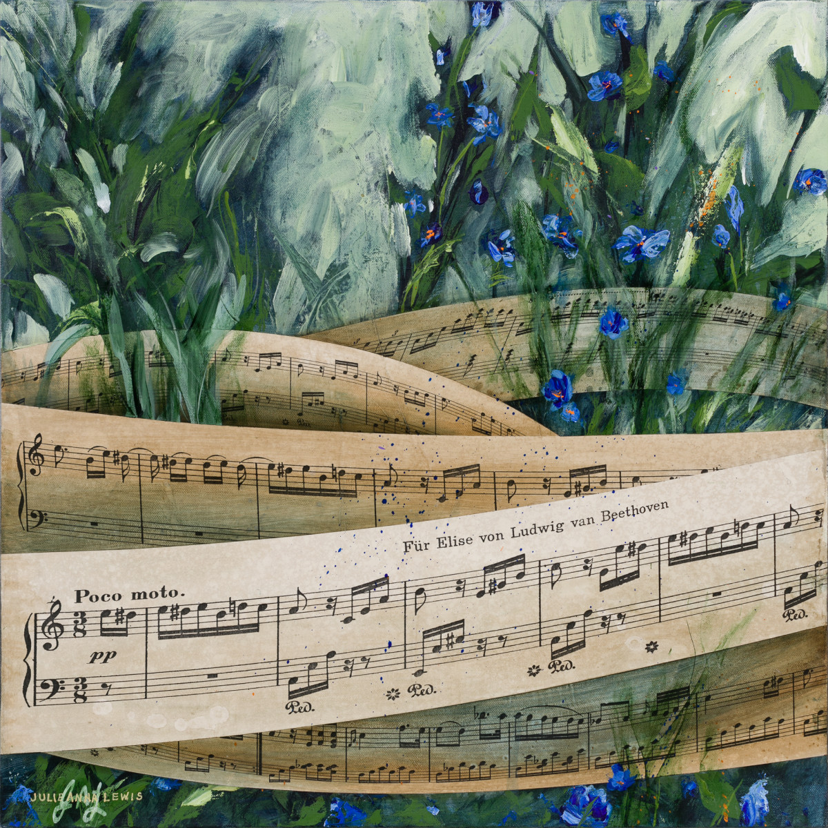 Fur Elise with blue flax by Julie Anna Lewis 