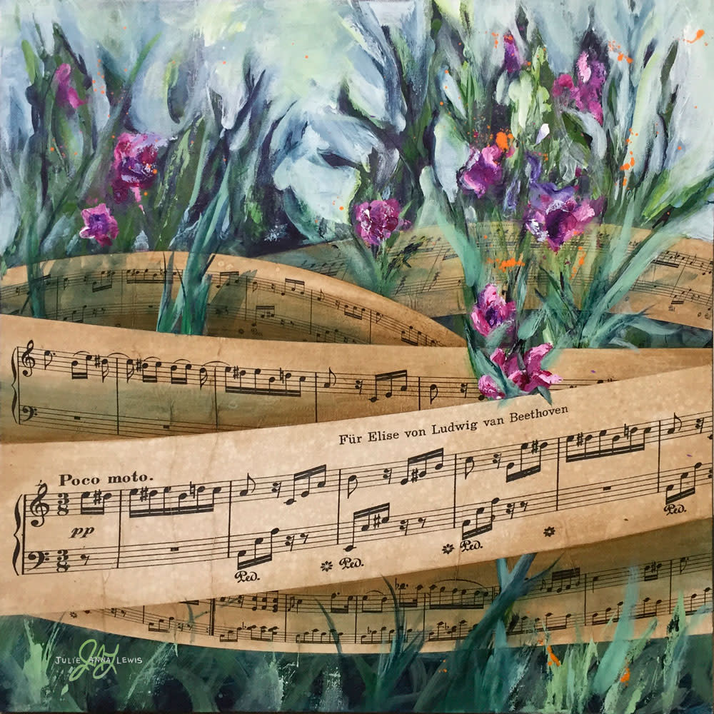 Fur Elise with pink flowers by Julie Anna Lewis 