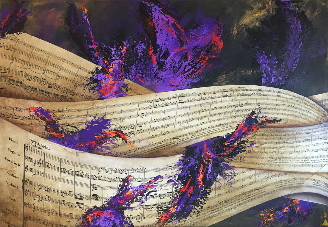 Mozart in purples by Julie Anna Lewis 