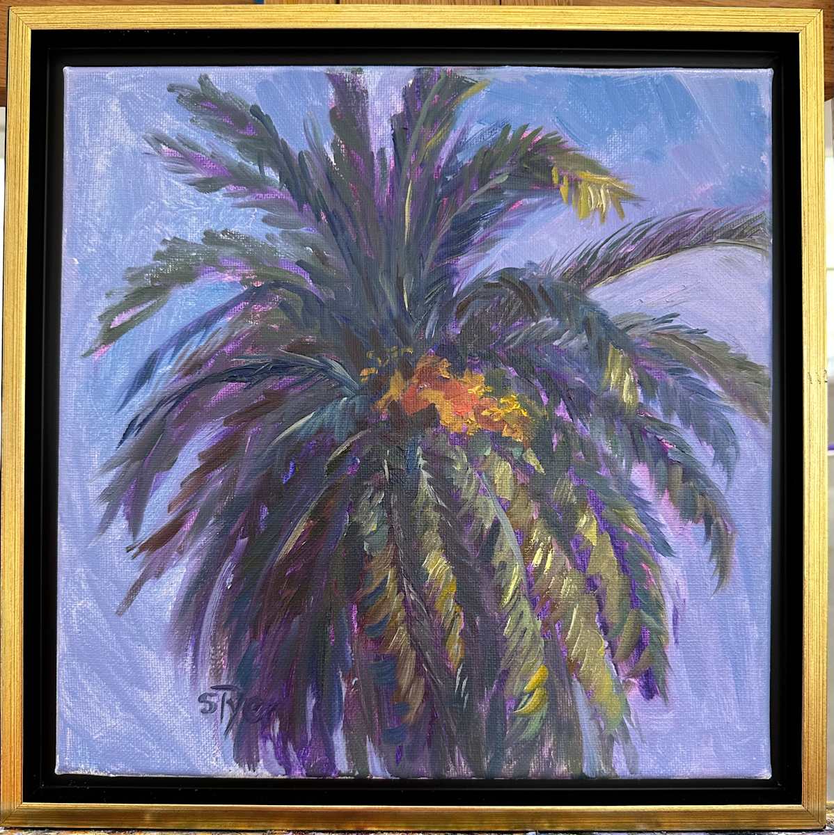Palm with Blueberry sky by susan tyler  Image: Phoenix palm with flowerettes