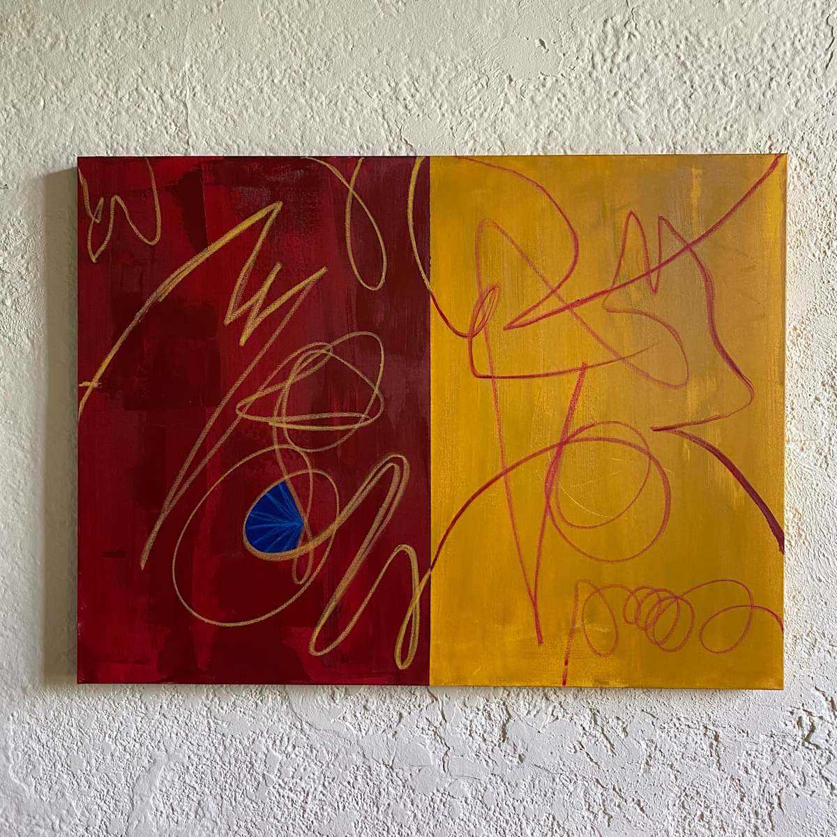 Collide #2 by Amiah Mims  Image: Collide embodies moving from one space of life into another. Each transition carries the lessons and experiences of what came before, honoring the continuity of personal and collective histories. The knowledge, culture, ancestry and life experiences we carry forward color not only our journey but also the communities we belong to. Every crossing of a new threshold brings a small collision, marking both change and growth.