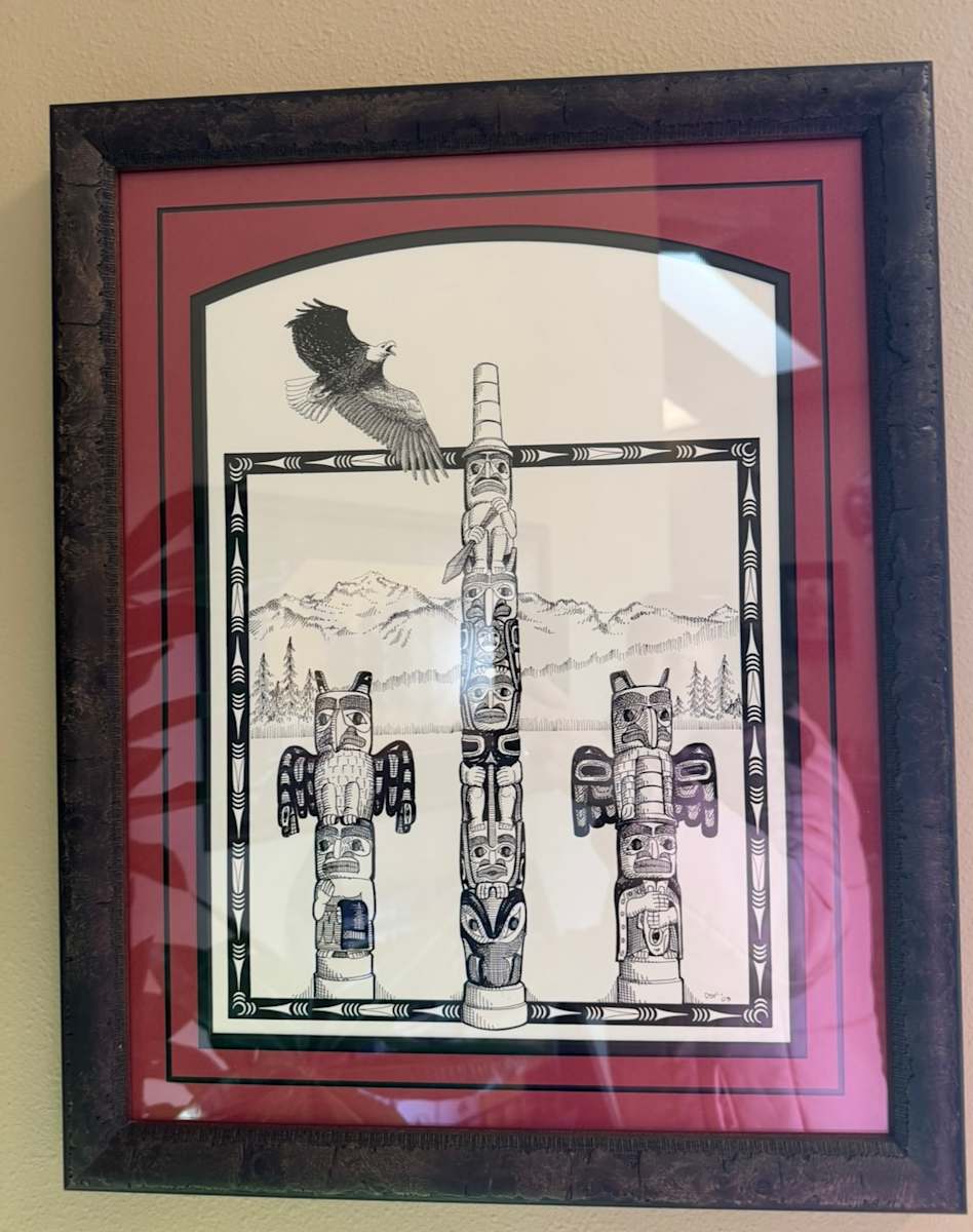Totem Drawing Framed by Creative Framing  Image: 7 Cedars Totems