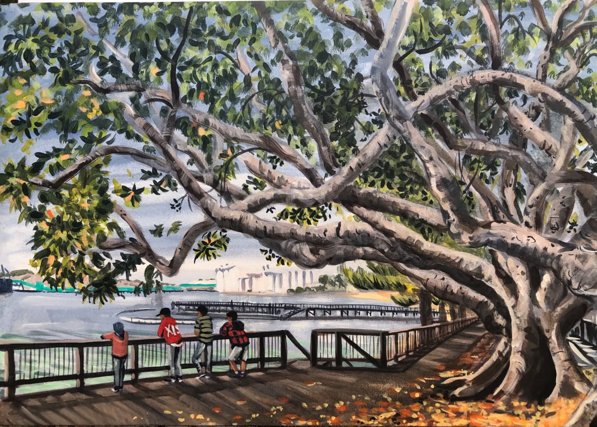 Friends on the Foreshore, Port Lincoln by Vicki Bosisto  Image: Gazing into the uncertain depths of tomorrow, these friends stand resolute on Port Lincoln's wintry Foreshore, anchored by heritage, embracing the unknown.