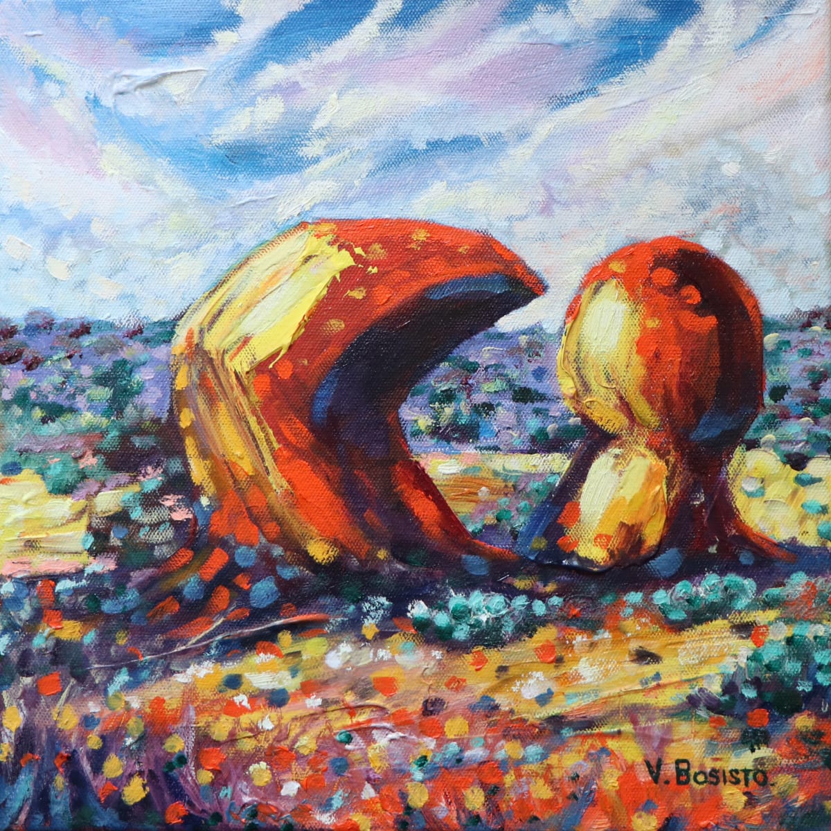 Murphys Haystacks by Vicki Bosisto  Image: Emerging from the ancient desert sands, the Murphys Haystacks in South Australia stand as silent sentinels, their weathered forms resembling watchful heads surveying the vast expanse of the land with timeless wisdom.