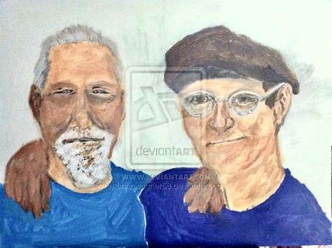 Jeff Bridges and James Taylor  Image: This was published on Deviant Art site in 2013 under Brianwagner58.  Still haven't been able to recover the original post.  The painting was stolen by movers.