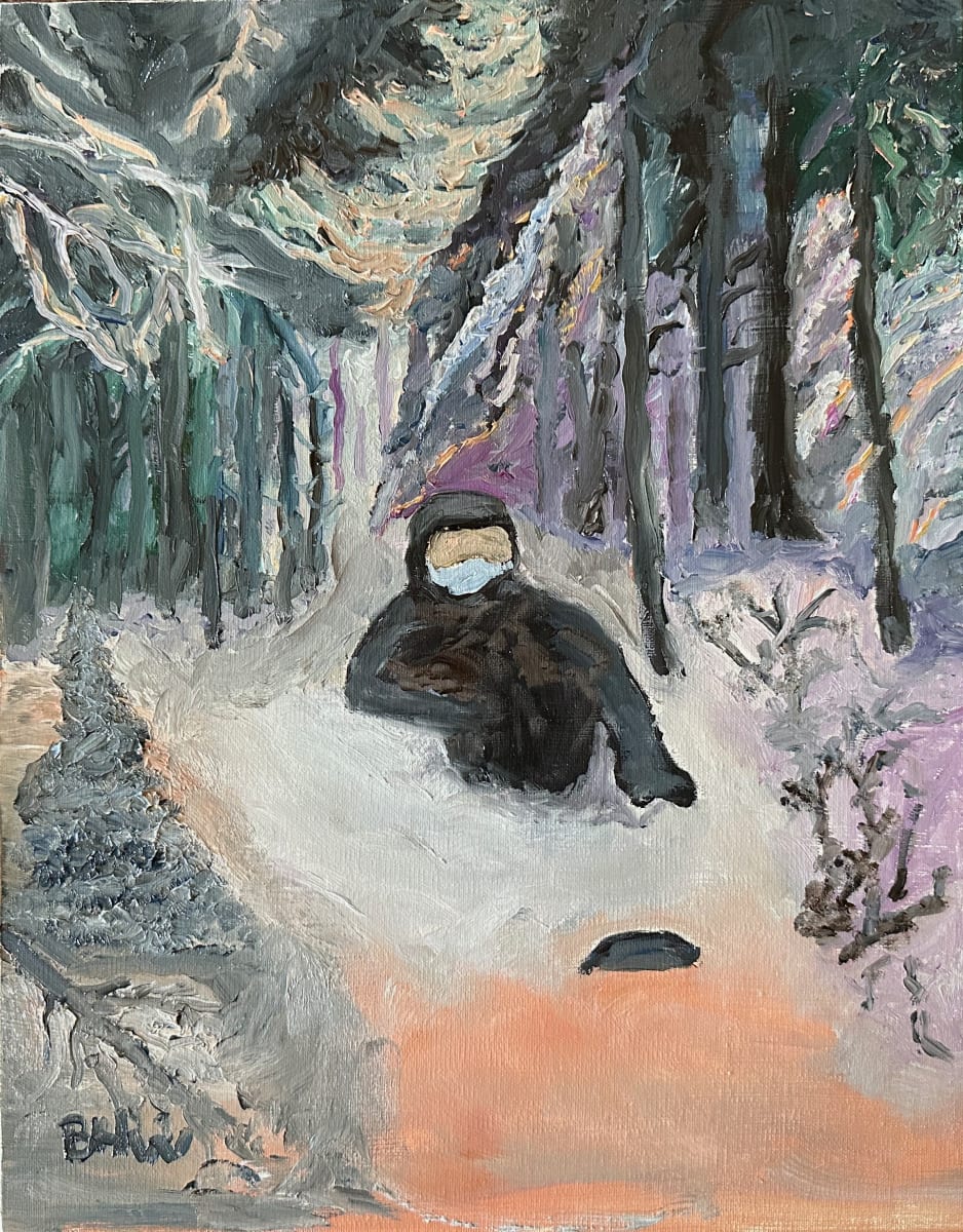 First Run by Brian Hugh Wagner  Image: He's anticipating the fresh powder and getting up early to catch the first chair to hit the glades on your trusty ride for the day. Hitting the steep and deep trails leads to that floating euphoria as you are transported by the refreshing sugary untracked snow. 