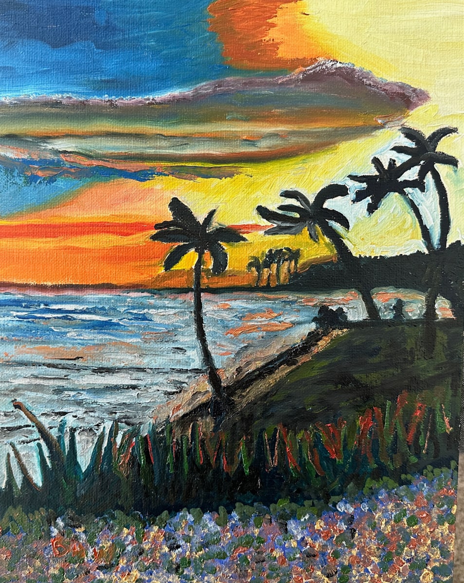 Koloa Sunset Flowers by Brian Hugh Wagner  Image: Kauai is a land of contrasts, with so many places to explore. This work is inspired by one of the sunsets I observed when I stepped outside my door onto the balcony.
