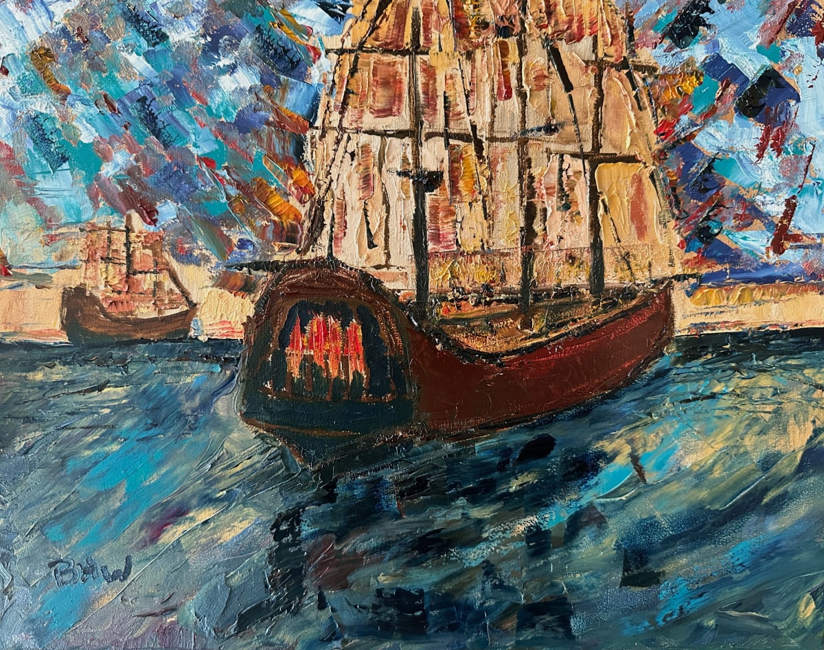 "Wooden Ships" by Brian Hugh Wagner  Image: "Go, take your sister then, by the hand,
Lead her away from this foreign land,
Far away, where we might laugh again,
We are leaving - you don't need us." CSNY