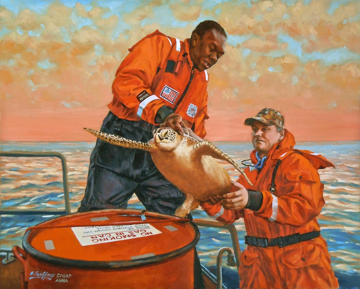 Turtle Release  Image: Frank Gaffney's donation to the United States Coast Guard Art 2011 Collection.