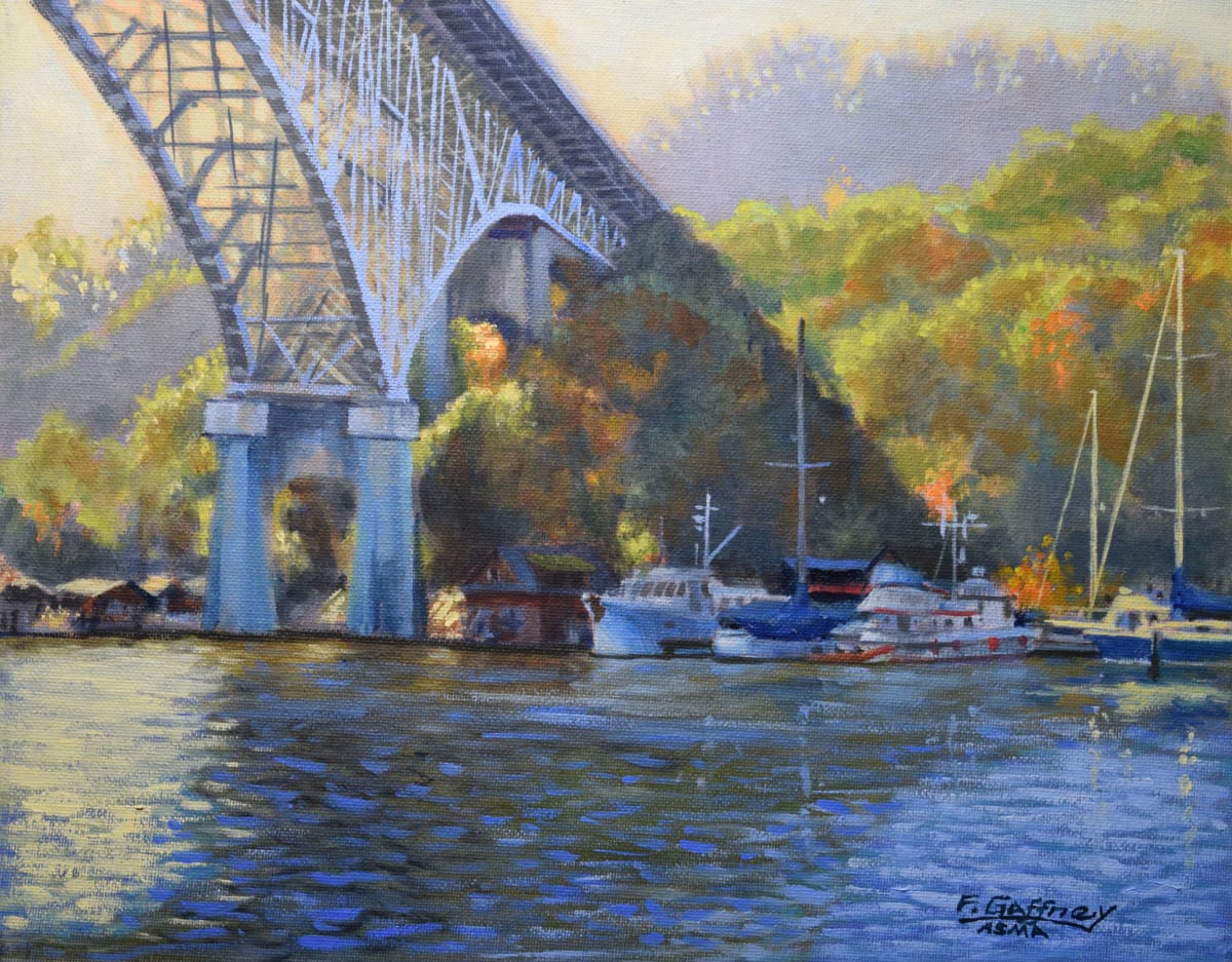 Aurora's Shadow  Image: Studio painting of a bridge in Seattle, WA