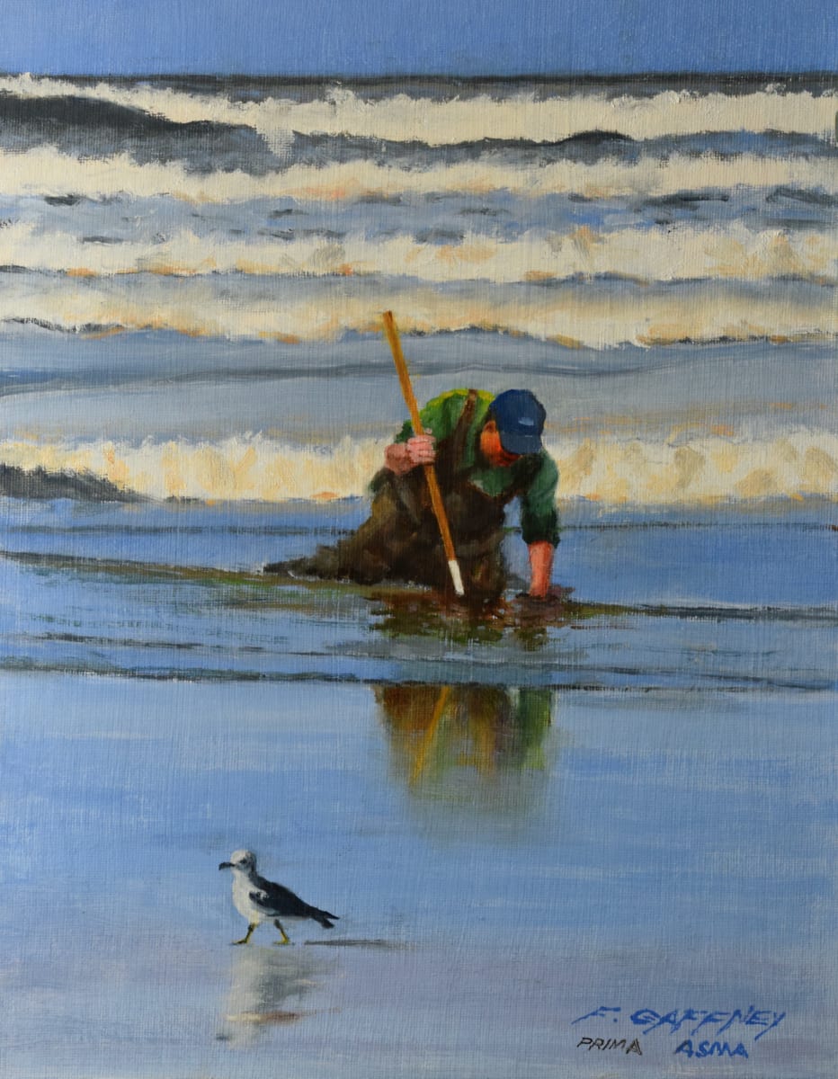 Clam Digger by Frank E. Gaffney  Image: Digging for razor clams on the Oregon coast.