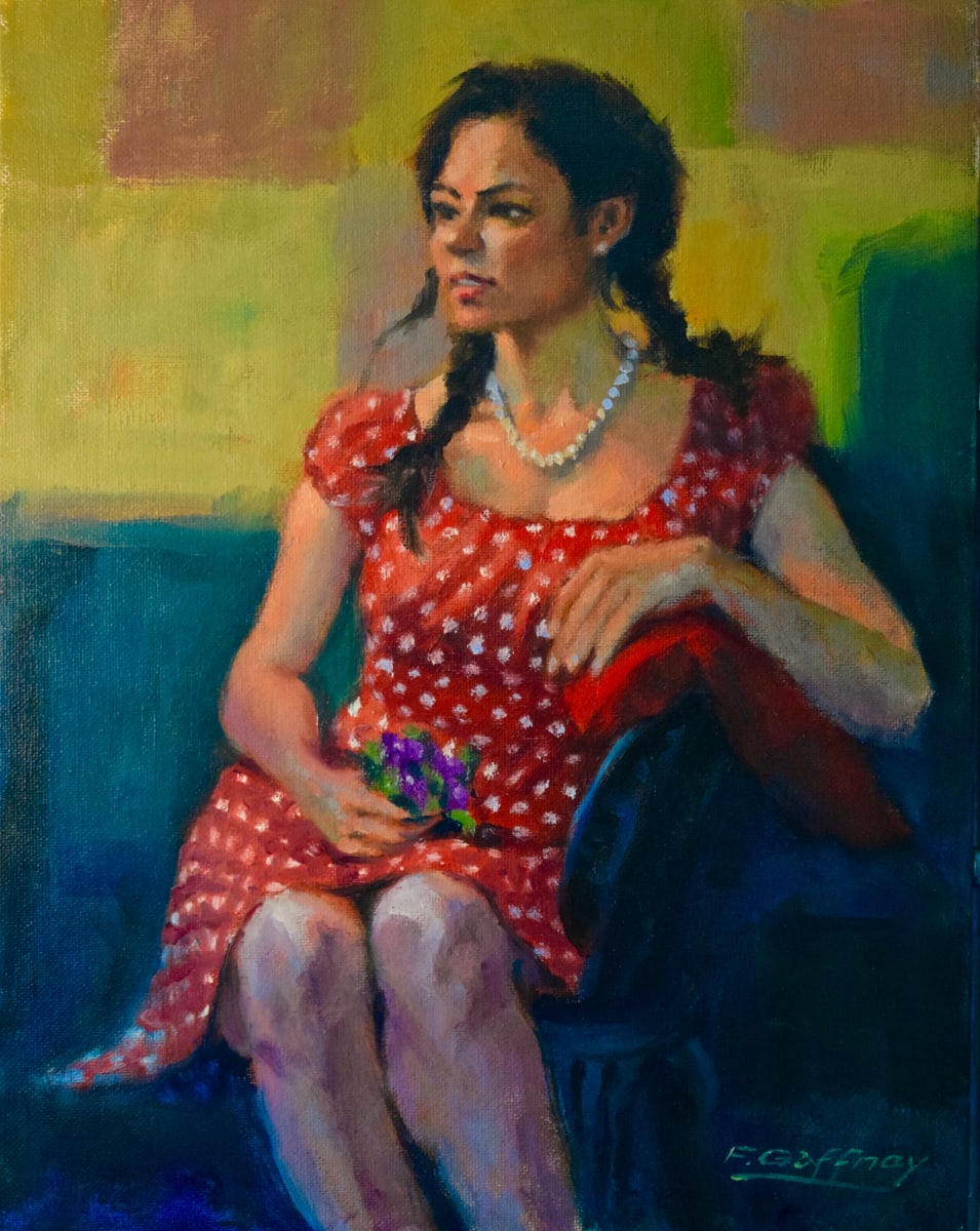 Poka-dots and Pearls  Image: Painted live from a model.