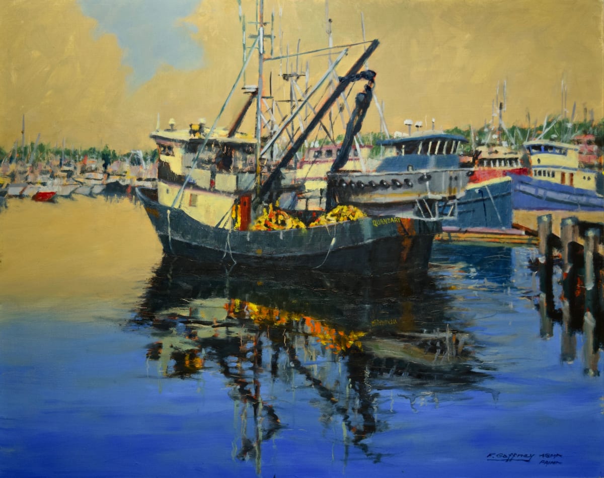 Quandary In Port by Frank E. Gaffney  Image: Boat in Fishermen's Terminal, Seattle WA.