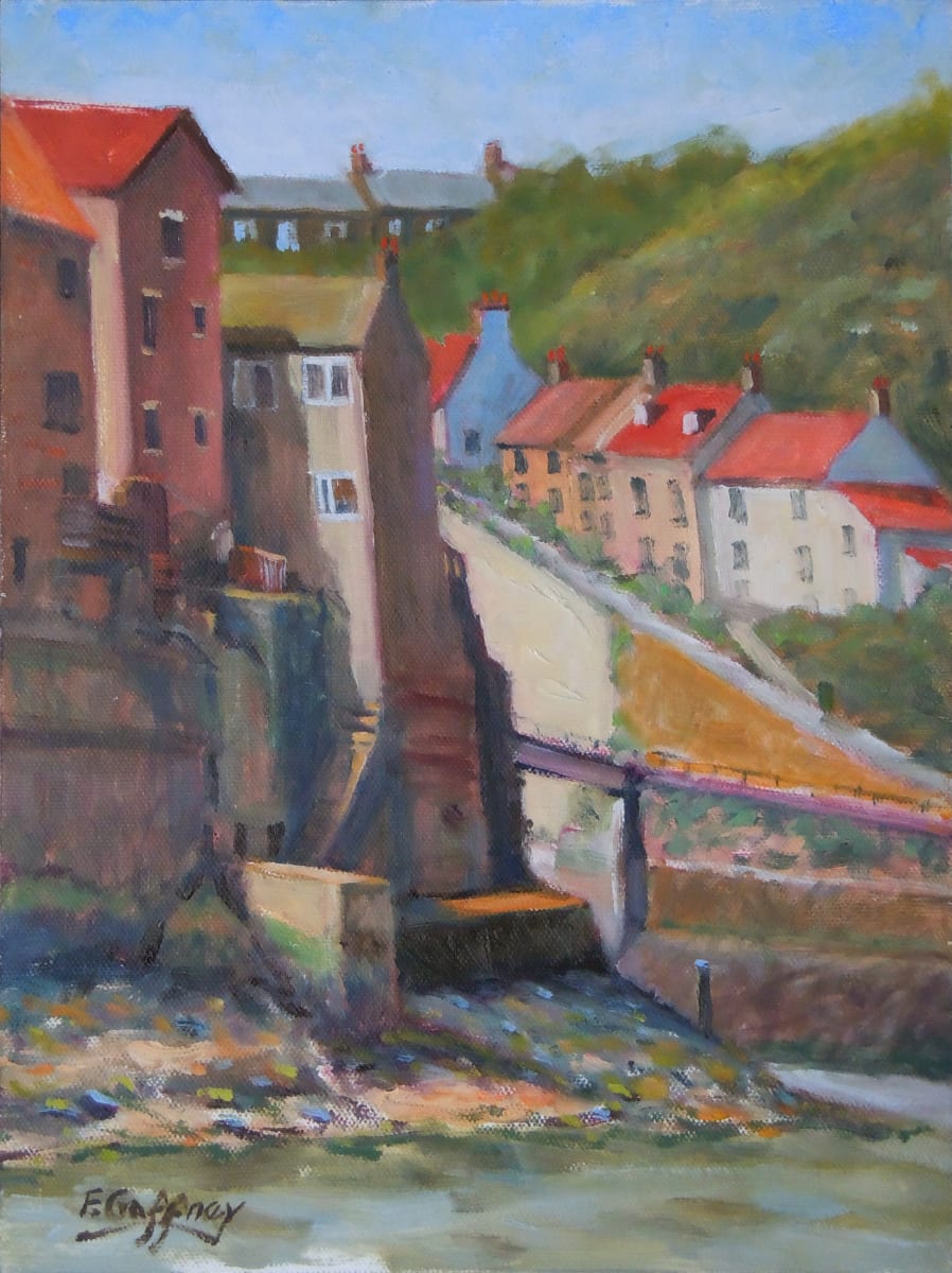 Staithes Beck  Image: The village of Staithes, England looking up from the dry river bed.