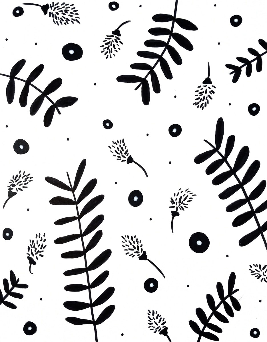 Leafy #1 by Kimberly McGraw Moore  Image: An original  from the Botanical Whimsy collection (March 2023), a collection of whimsical botanical-inspired black and white illustrations.