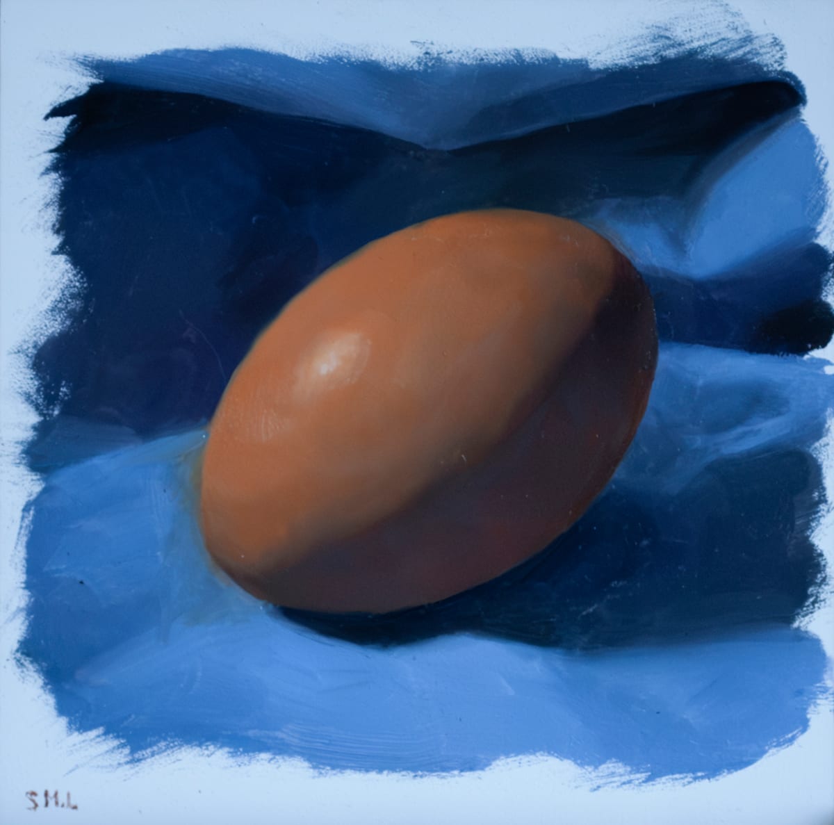 Brown Egg on Blue by Sarah Marie Lacy  Image: unframed