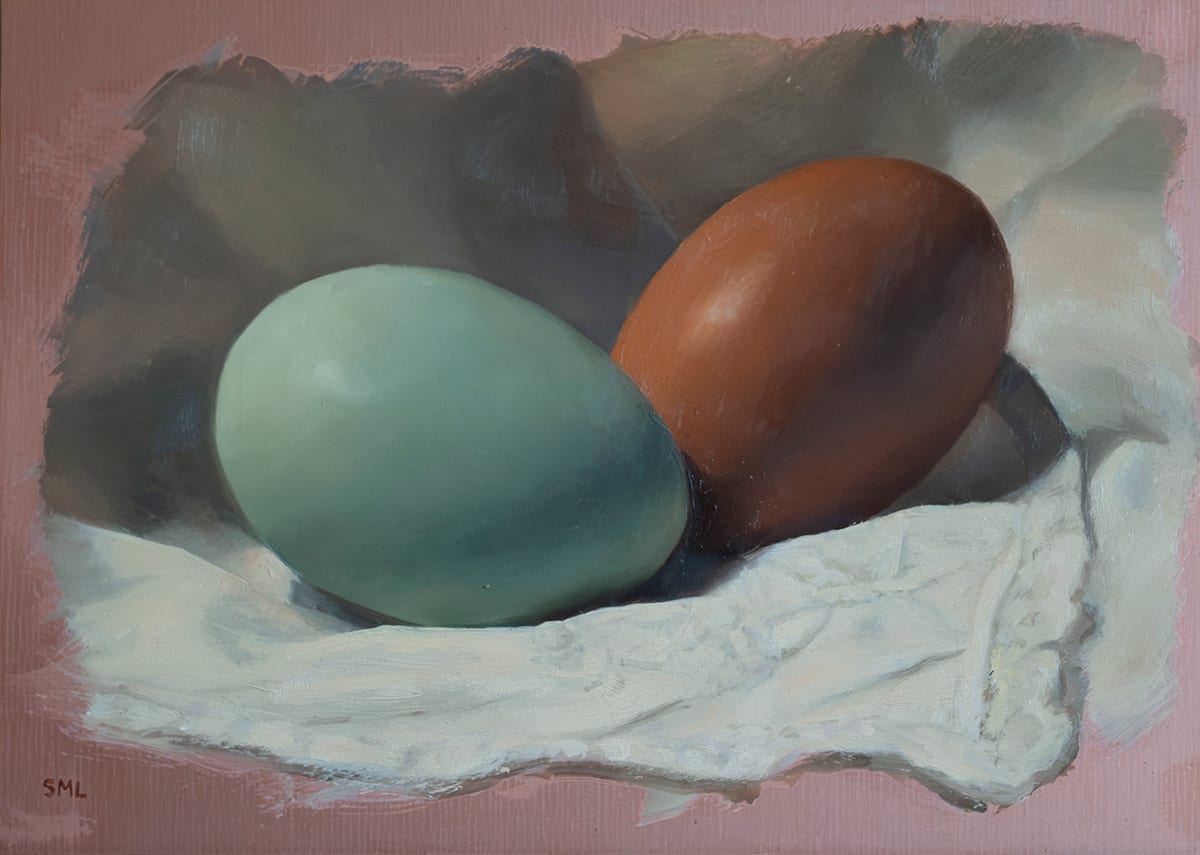 Two Eggs on Copper by Sarah Marie Lacy  Image: unframed
