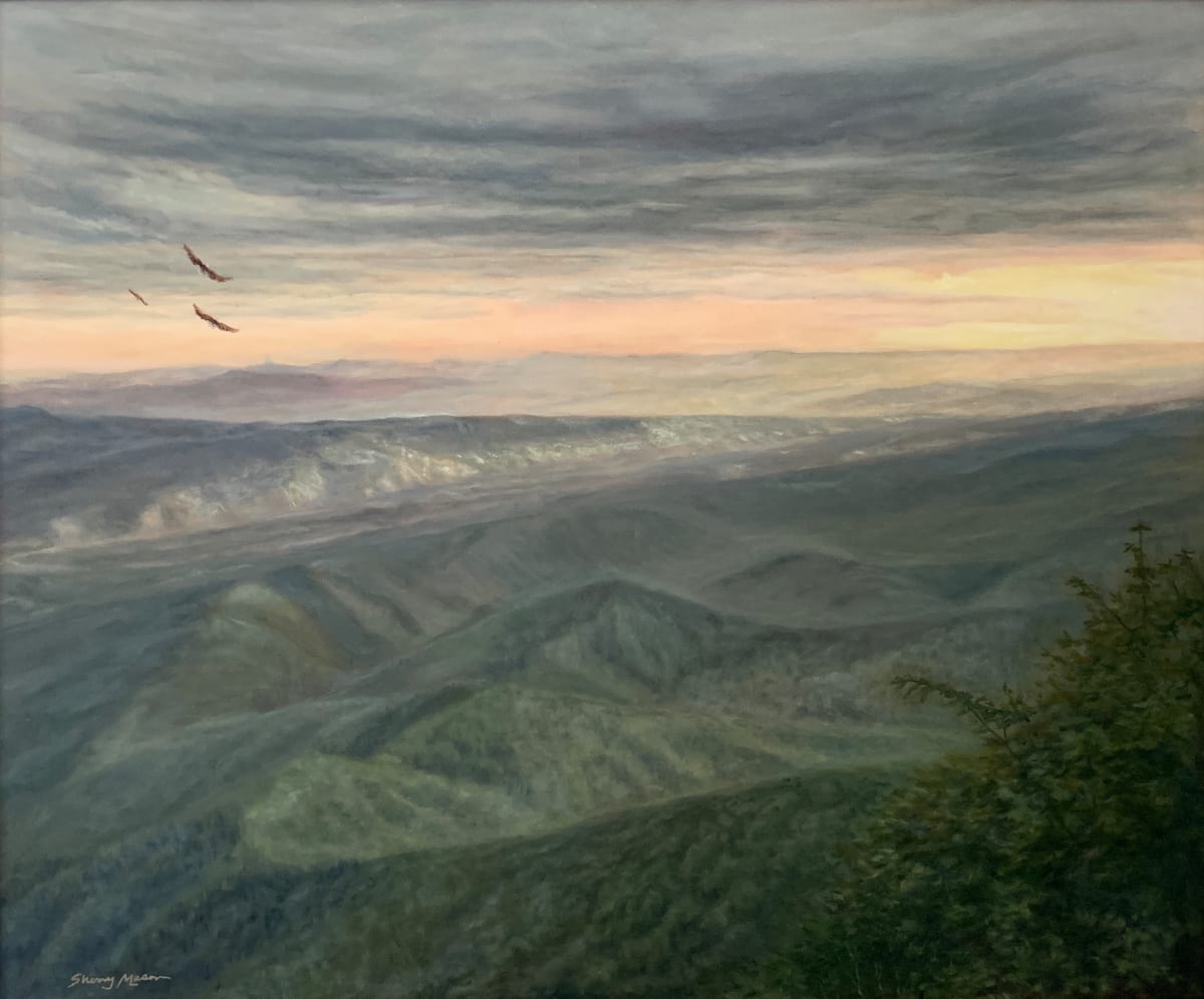 Sunset at Blowing Rock Overlook by Sherry Mason  Image: Sunset at Blowing Rock Overlook, 20 x 24 original oil © by Sherry Mason