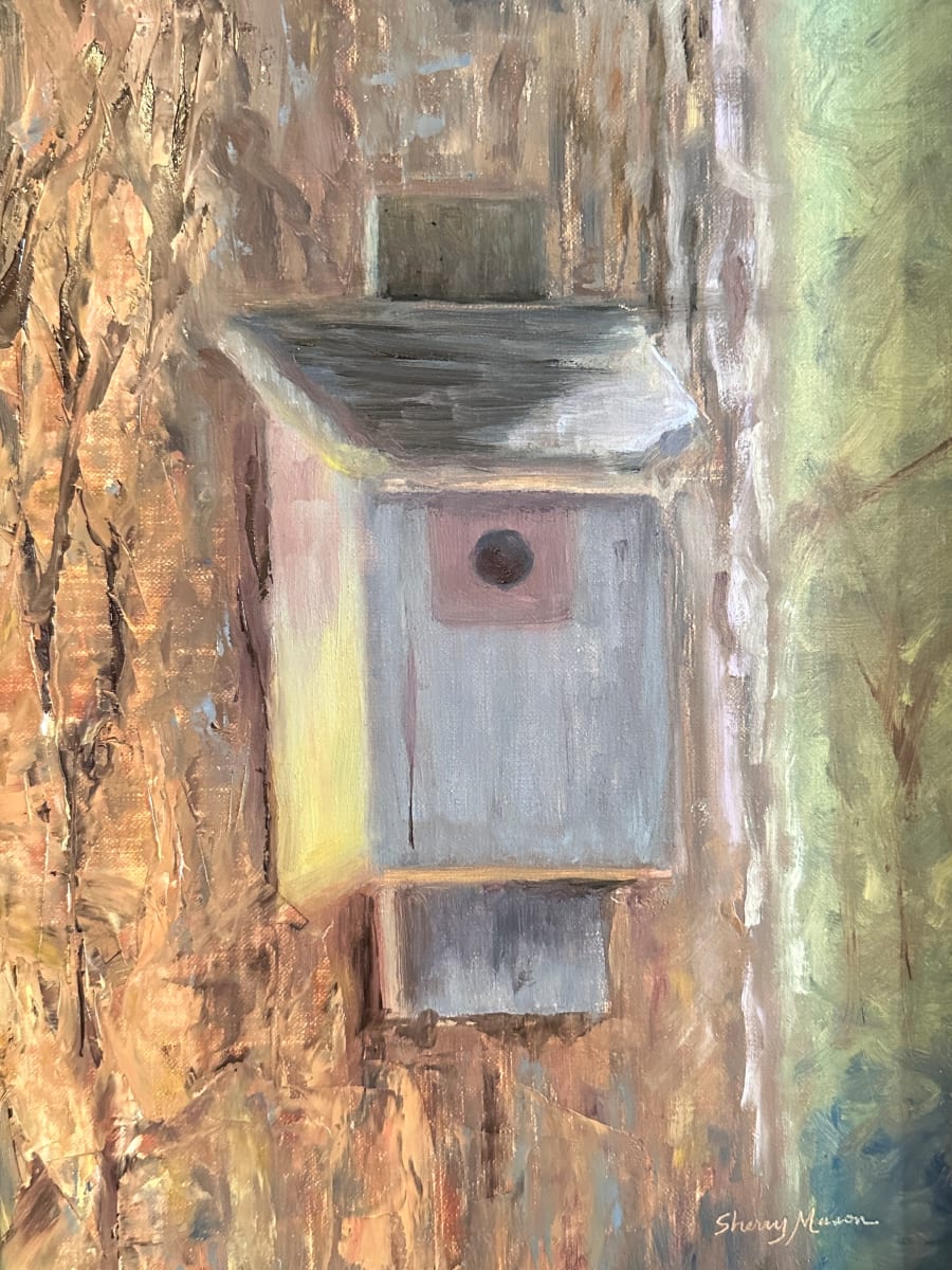 Every Birdie Welcome,  plein air by Sherry Mason  Image: "Every Birdie Welcome", en plein air,  12" x 9", oil on Belgian linen panel, © 2024 Sherry Mason