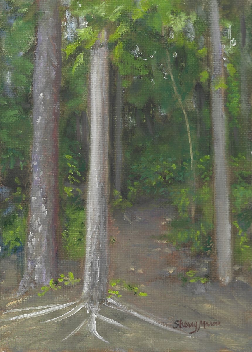 Into the Woods by Sherry Mason  Image: Into  the Woods, 7" x 5", original oil, © by Sherry Mason