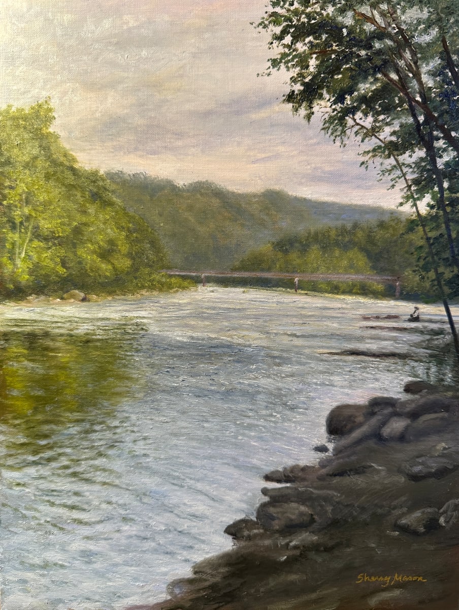 Meditations on the Nolichucky River by Sherry Mason  Image: "Meditations on the Nolichucky River", 12" x 9", original oil on Belgian linen panel