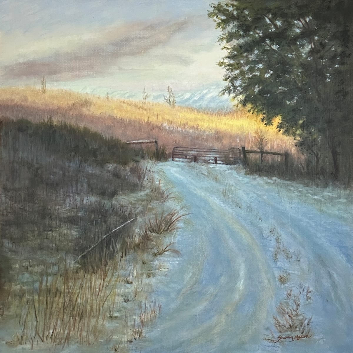 "A Midwinter Day's Dream" by Sherry Mason  Image: "A Midwinter Day's Dream", 16" x 16", original oil, © 2024 Sherry Mason